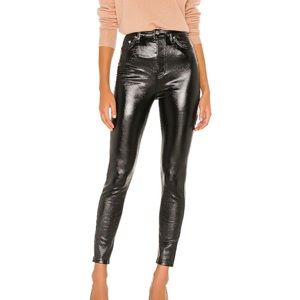 Free people liquid black leather pants